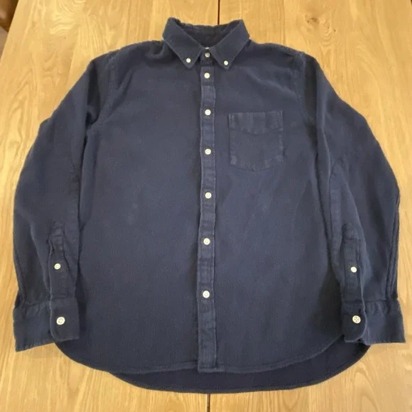 FLINT AND TINDER Men's Cotton Long Sleeve Shirt in Washed Navy Size L Huckberry